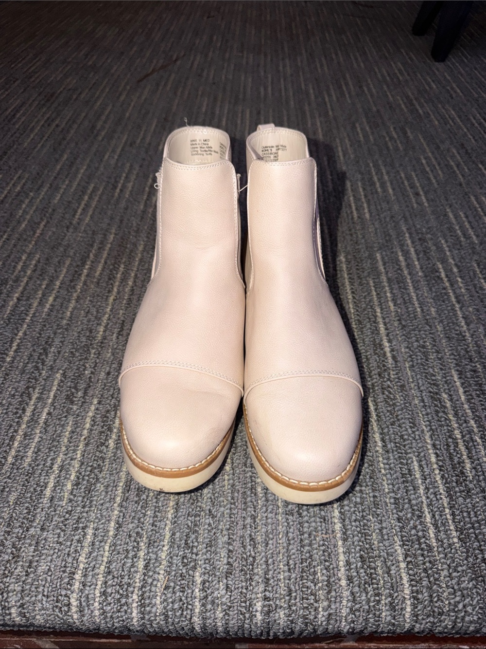 Neutral Cream Leather Chelsea Ankle Booties - Slip-On Comfort